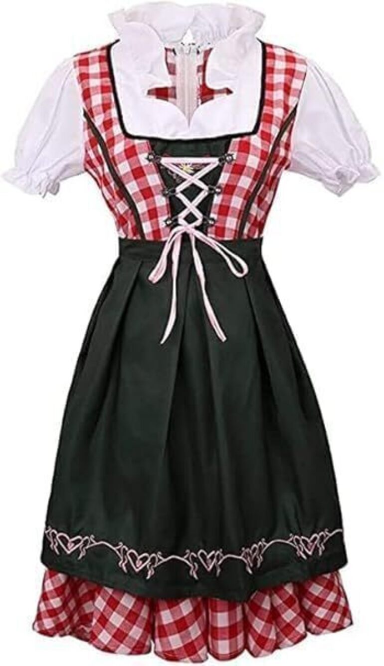4713 TOONRAlN Oktoberfest Dress Green Plaid Oktoberfest Dress Sheath Dress